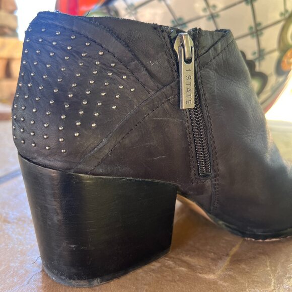 1 State - Black Leather - Small Studded Booties - Y2K - Size 9 / 39 - Picture 11 of 13